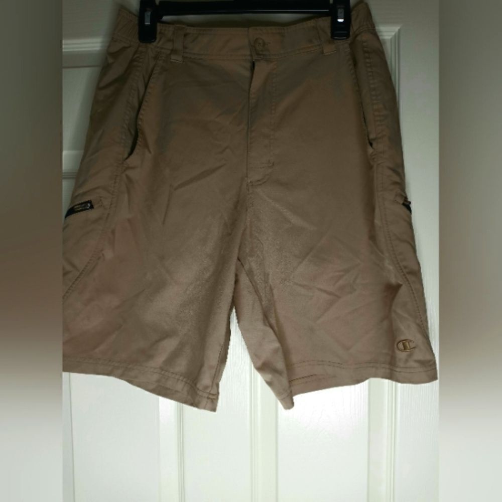 Champion Authentic M Tan Pockets ZipperβFlat Front Men's GolfβShorts